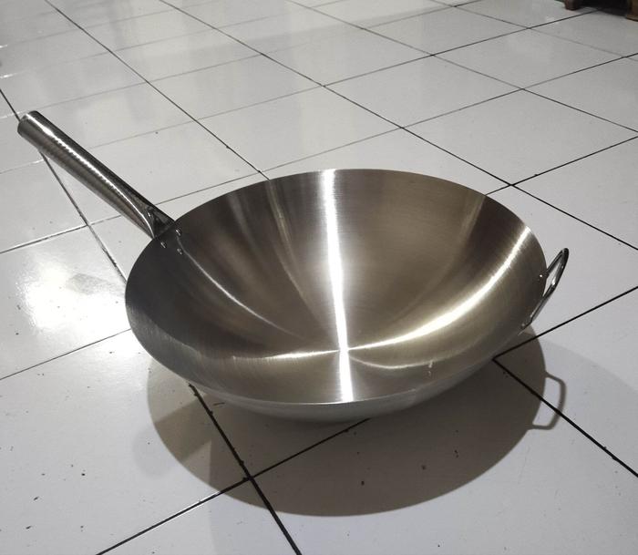 wajan gagang stainless steel 40 cm/wok stainless steel 40 cm/wajan seafood
