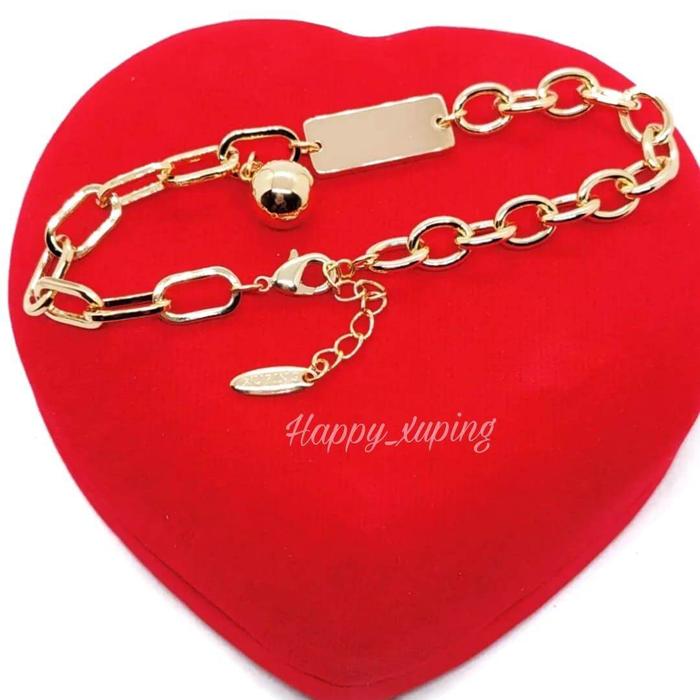 GELANG XUPING ASLI TITANIUM FASHION KOREA LAPIS-EMAS MODEL RANTAI PADAT+KRINCING XUPING ORIGINAL