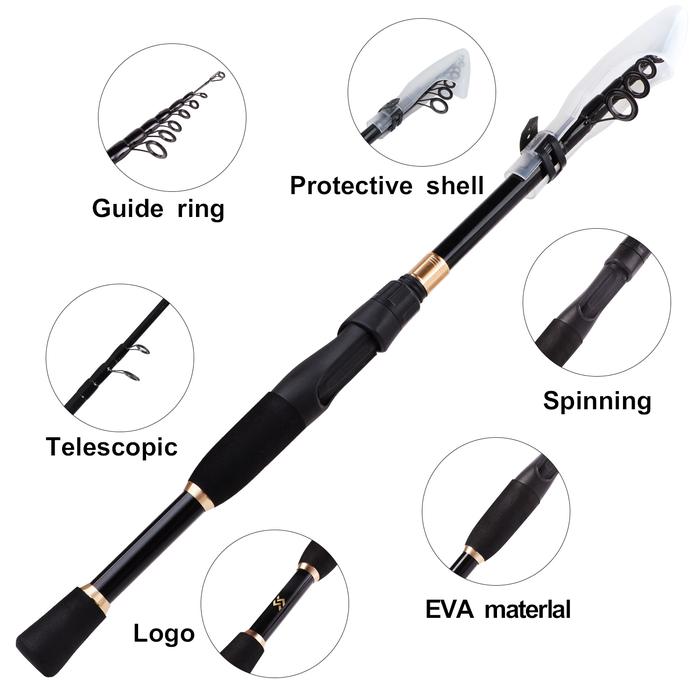 Sougayilang Joran Pancing 1.8M 2.1M 2.4M Teleskopik Tongkat Pancing Berputar/Casting Serat Karbon ko