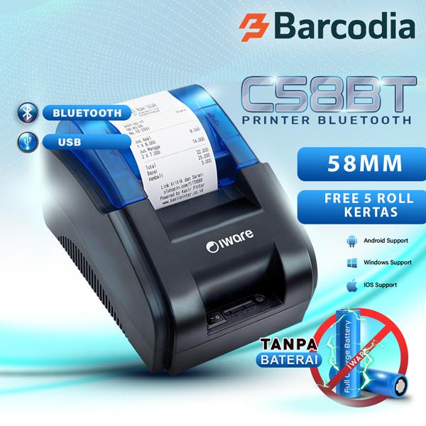 BARIA PAKET PRINTER BLUETOOTH PRINTER KASIR + KERTAS THERMAL 5 ROLL / PRINTER BLUETOOTH 58MM KERTAS 