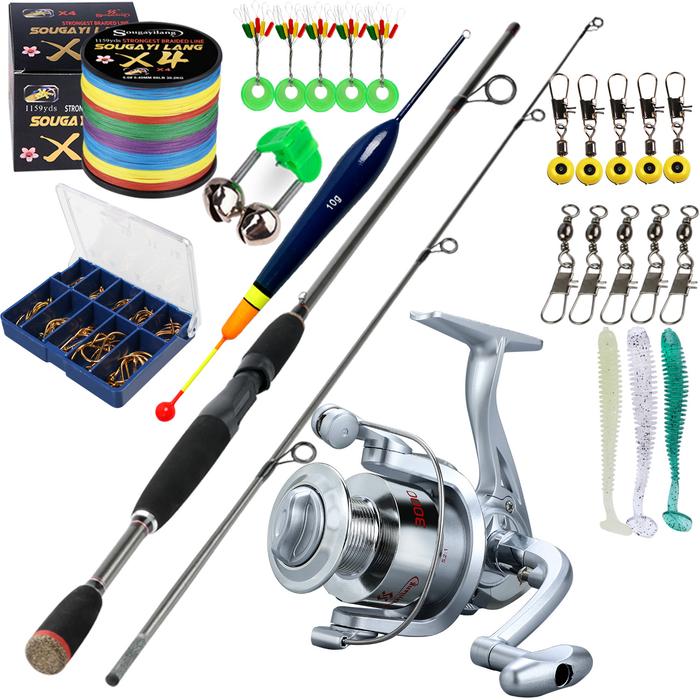 Sougayilang  Joran Pancing Set Lengkap Joran Pancing Karbon 1.8M dan Rasio Roda Gigi Gulungan Putar 