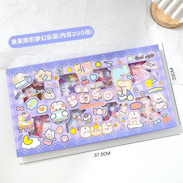 Sticker Momo Dapat Box 100/200 lembar Bermotif Katun Lucu