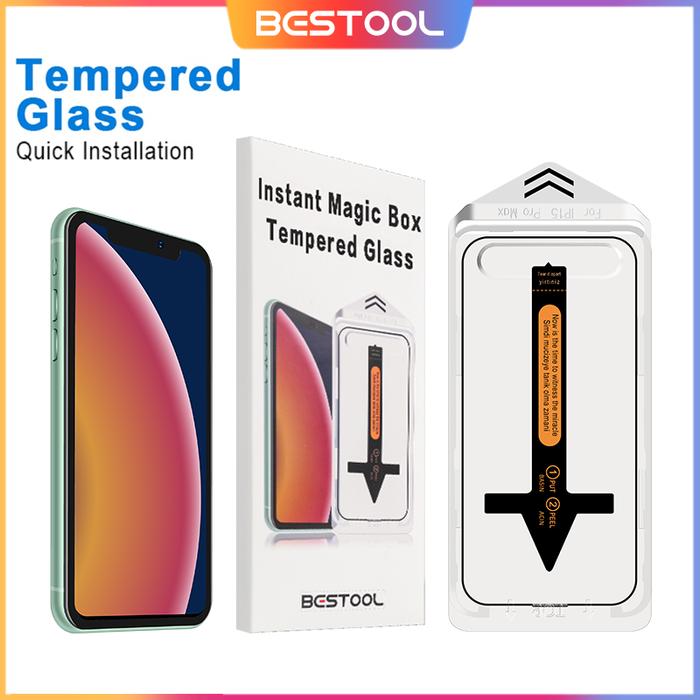 BESTOOL Tempered Glass HD Easy Install Superfit Screen Protector untuk iPhone 13 14 15 Pro Max X XR 