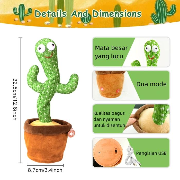 DL Mainan Kaktus Bergoyang dan Bicara Bisa Kaktus Goyang Dancing Cactus