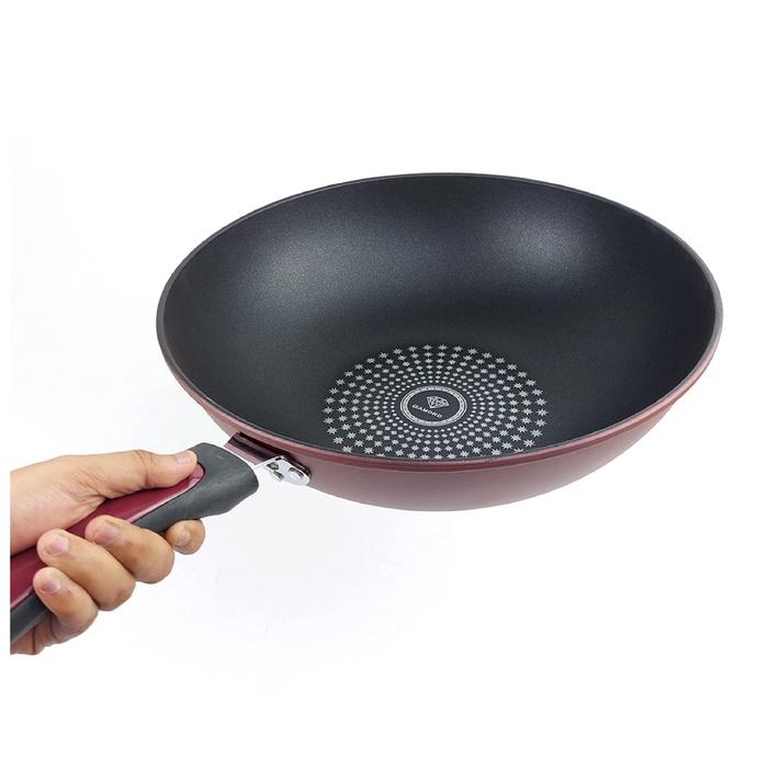 SI - Diamond Wok Pan Wajan Penggorengan Anti Lengket Batu Medis Serbaguna Ukuran 32cm