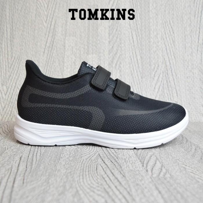 TOMKINS Pachinko Vc - Hitam Abu Sepatu Sekolah Perekat Anak Remaja