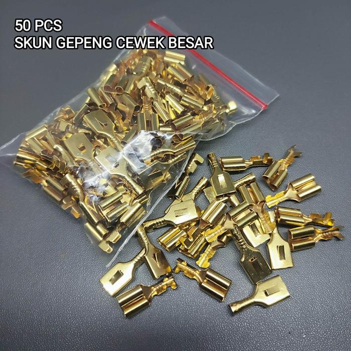 50 PCS SKUN GEPENG FLAT CEWEK FEMALE BESAR / SKUN SOKET SAMBUNG KABEL MOTOR MOBIL