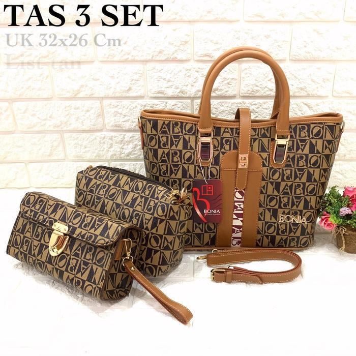 TAS BONIA ARTIKA SET 3in1 tas batam wanita fashion besar Kerja Office artika