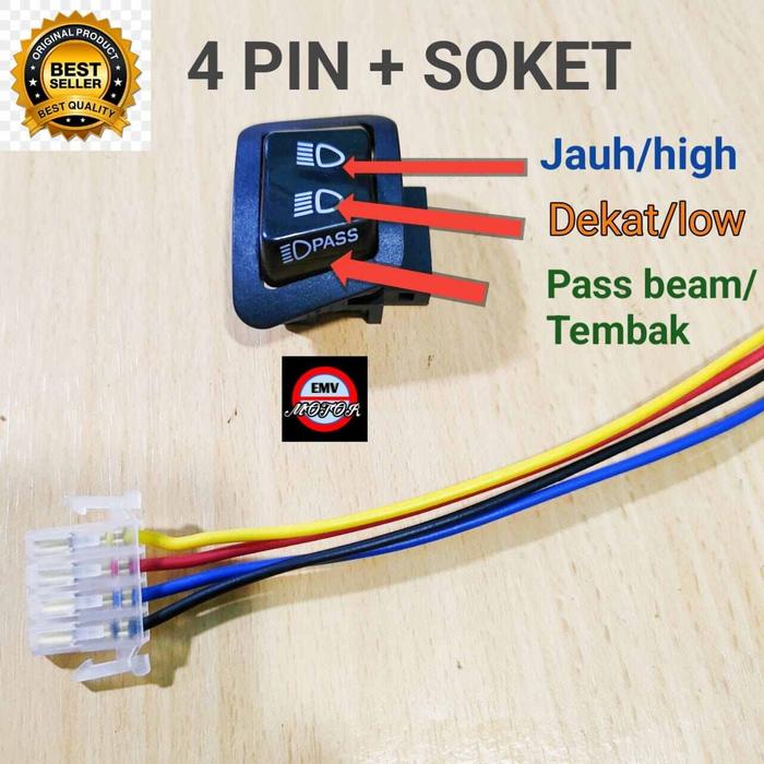 saklar motor PASS BEAM PLUS SOKET untuk vario , beat , scoopy