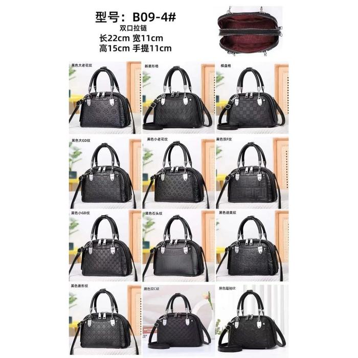 TAS ALMA FASHION HITAM EMBOS 2RESLETING UKURAN 22CM&25CM IMPORT B09-4&B10-4#