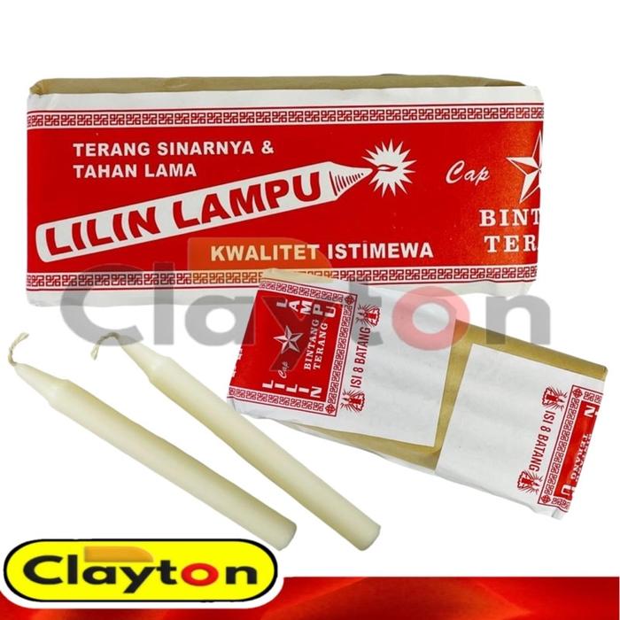LILIN CAP BINTANG TERANG 1 PACK ISI 8 PCS 13cm LILIN BATANGAN PUTIH 13CM LILIN PUTIH Lilin Lampu Pan