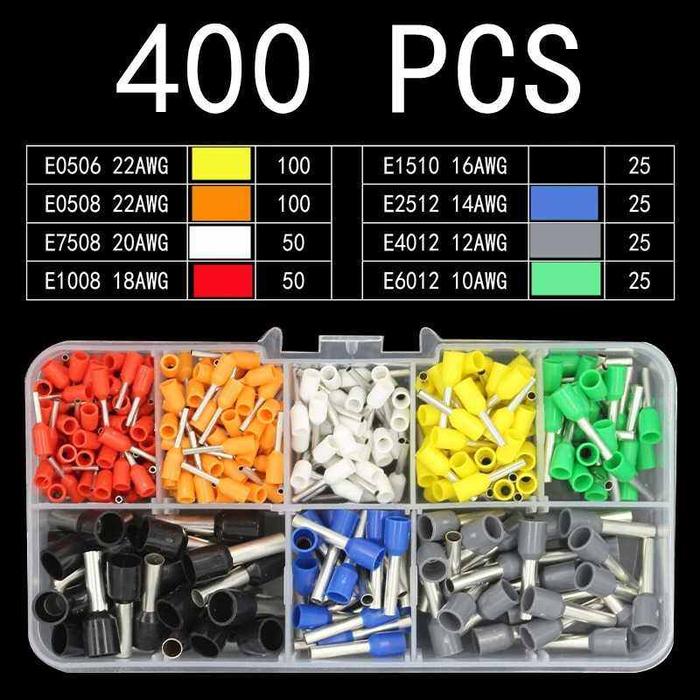 Sambungan Kabel Listrik Konektor Blok Terminal Terisolasi Skun Ferrules 400 Pcs