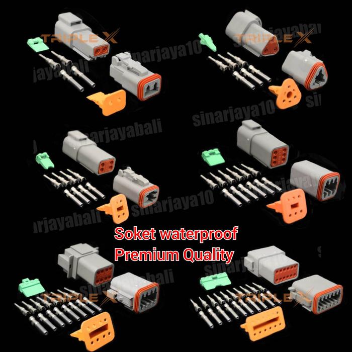 soket kabel waterproof anti air deutsch deutch konektor dt 2pin 3pin 4pin 6pin 8pin 12pin socket 2 3
