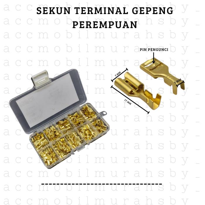Skun Sekun Kabel GEPENG MEDIUM CEWEK Female - 100 PCS Skun Soket Socket Kabel Motor Mobil