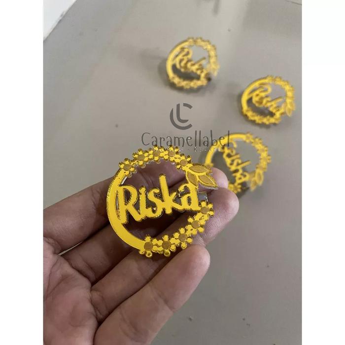 (H) Bros custom nama akrilik bulat bunga