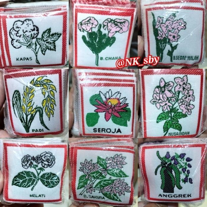 ( 1 Paket = isi 10 Bet Regu + 1 Bendera Regu ) REGU PRAMUKA Nama² BUNGA (WOVEN)