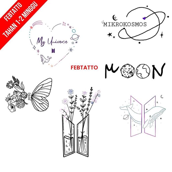 Tato Temporer BTS Mikrokosmos Tato Kecil Stiker Tato - ARMY 1-6