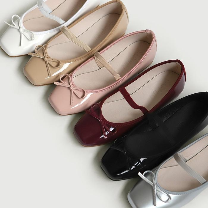 Fang - SAPPUN Erino Enamel Ribbon Maryjane Flats (1cm) | SAPPUN