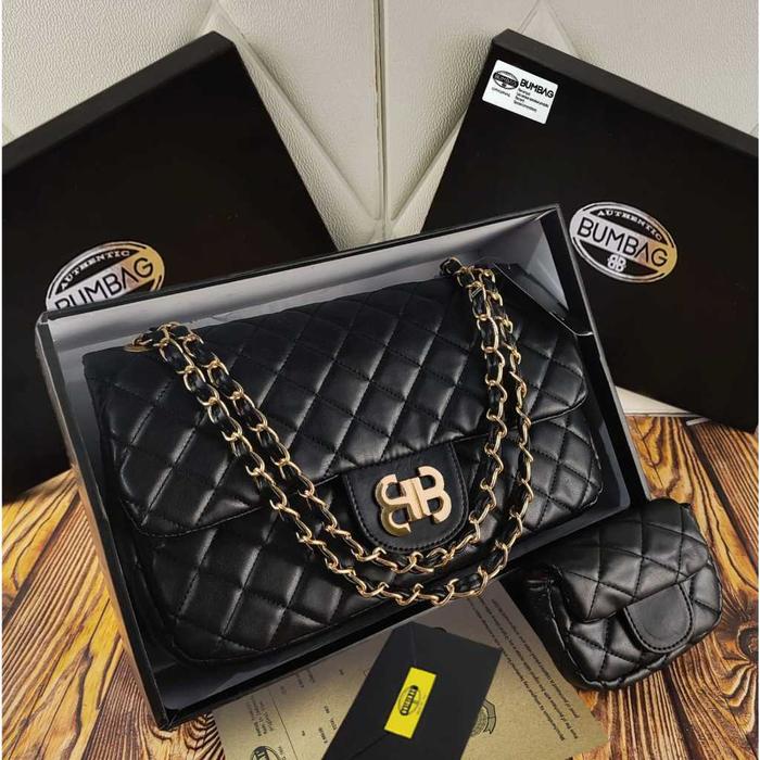 TAS WANITA MAXI SLINGBAG TAS BATAM IMPORT WOMEN BAGS - TAS MAXI FREEBOX ASESORIS GOLD IMPORT CLASSIC