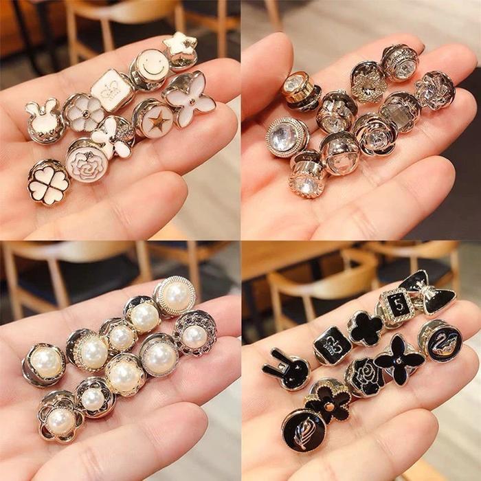 Pin Bros Baju Hijab Jilbab Klip Kecil 1 Set / 10 Pcs Motif Bross Mini Piece Pieces Kancing Hitam Put