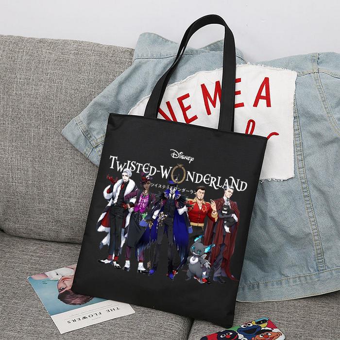 Disney Twisted-Wonderland Shopping Bag Handbag Foldable Reusable Cloth Shopper Harajuku Bag Student 