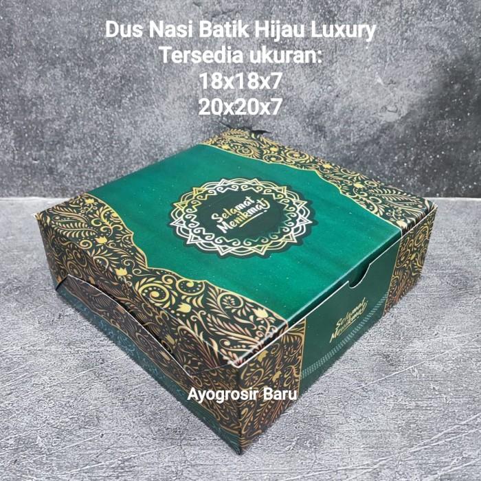 Promo Terbaru!, Dus Nasi 20X20 Batik Hijau Luxury Isi 100 Pcs Gs Motif Box Besek Alice
