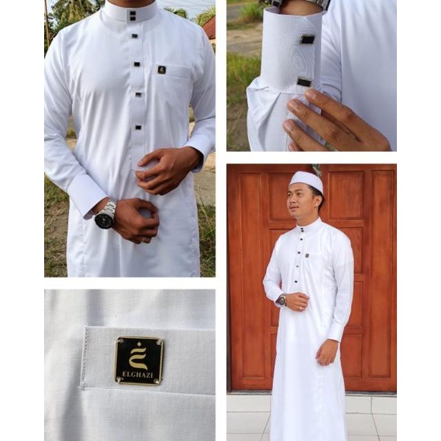 NEW [COD] JUBAH THOBE 1 ELGHAZI POLOS LENGAN PANJANG/ JUBAH HITAM PUTIH JUMBO XXL XXXL LD 120 /AL MA