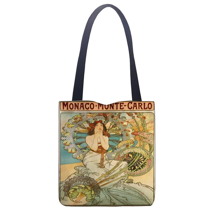 New Tote Bags Alphonse Mucha Art Printed Linen Fabric Eco Handbag High Capacity Shopping Office Reus