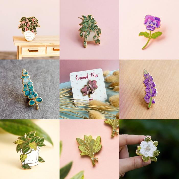 Pink Princess Philodendron, Hoya Splash Plant Enamel Pins Houseplant Badges Eucalyptus Brooches Gift