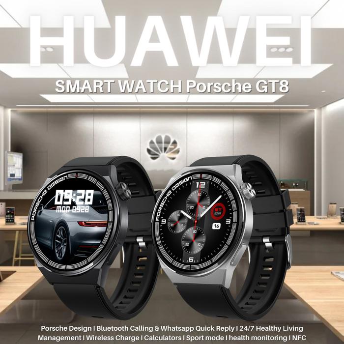 100% Original, 12 Bulan Garansi Smart Watch GT8 Porsche GPS NFC IP68 Water Monitor Monitor Detak Jan