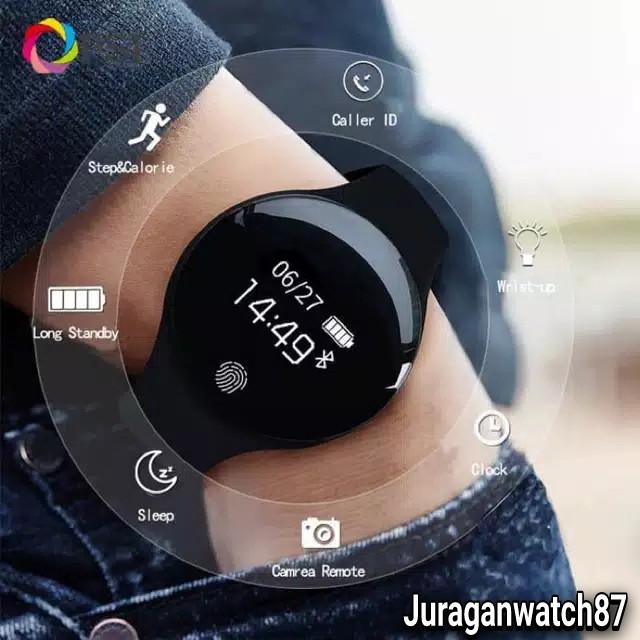 JAM TANGAN PINTAR HP ANDROID SMARTWATCH D18 TAHAN AIR REMOTE CAMERA LED MONITOR KESEHATAN SENSOR DET