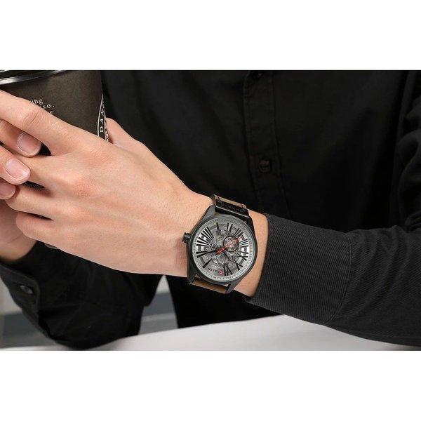 Jam Tangan Pria Automatic Analog Tali Kulit CURRENOS CURREN 8299