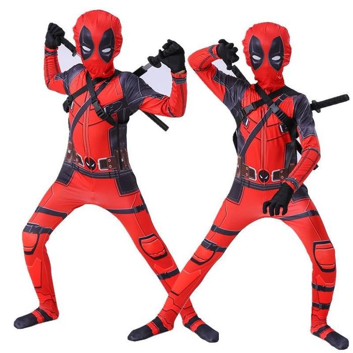 (Langsung Diproses) Deadpool Dysuit Kostum Halloween Kostum Cosplay Deadpool Anak-Anak Setelan | Gra