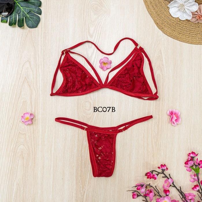 Spesial Produk Pilihan [Stock Terbatas] Underwear Wanita Bra Bh Cd G String Sexy Merah Bc07B Pasti S