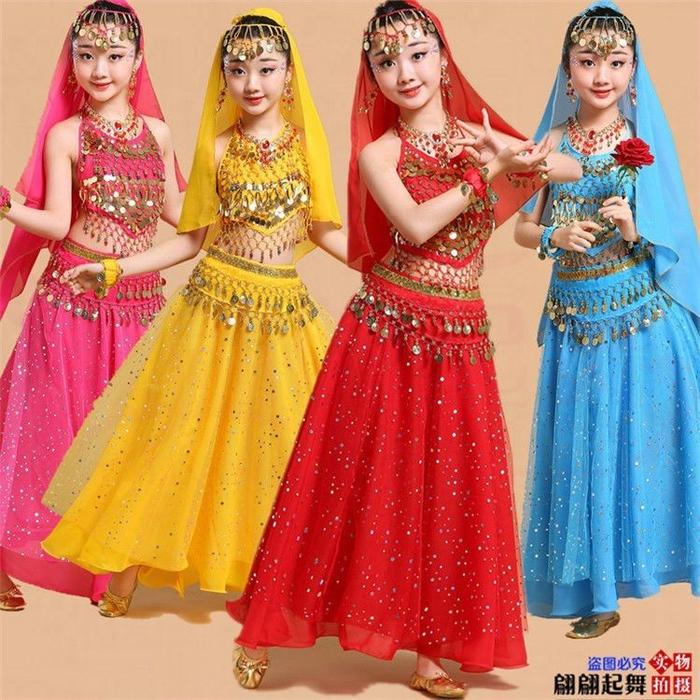 (Langsung Diproses) Children Dance Performance Costume/Children'S Ethnic Style Xinjiang Dance/Indian
