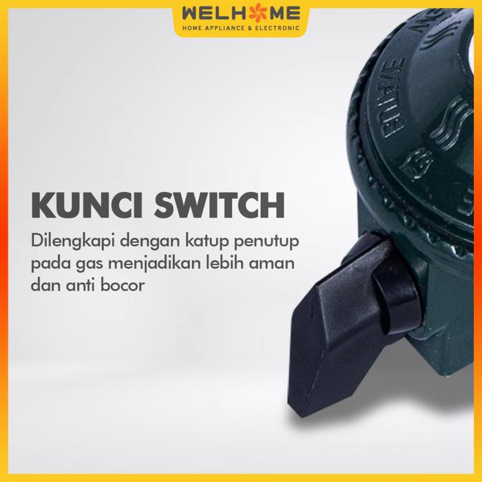 Welhome Regulator Kompor Gas Meter Tekanan Rendah Otomatis - WG118 - FREE ONGKIR Jabodetabek