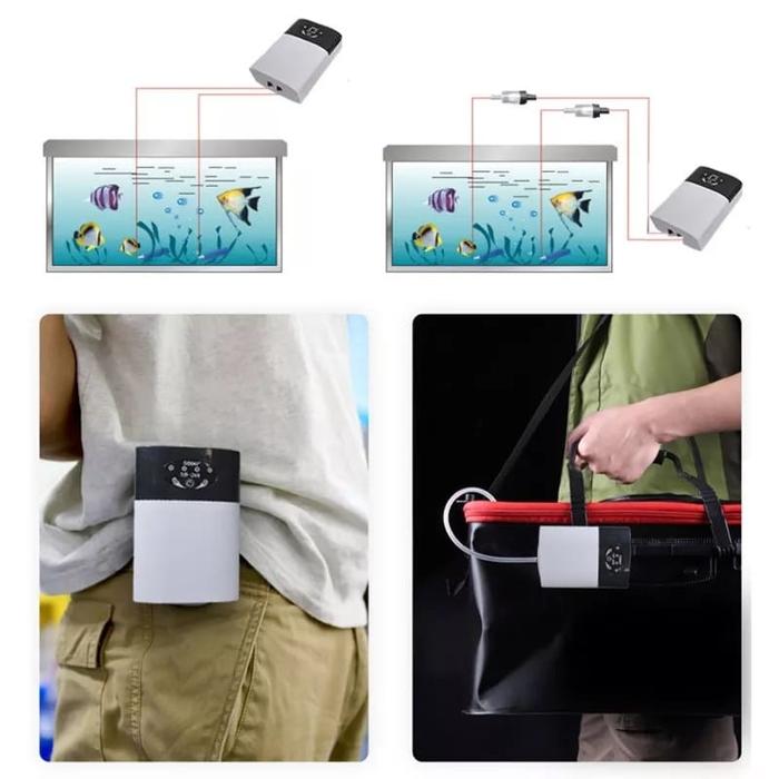 SOBO Aerator USB Casan Pompa Udara Oksigen Airator Charger Umpan Udang Hidup Aquarium 2200 mAh