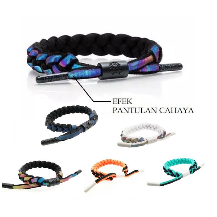 Gelang Efek Reflektif Tangan Bracelet Aksesoris Fashion Pria Wanita Rastaclat tali kepang reflektif 
