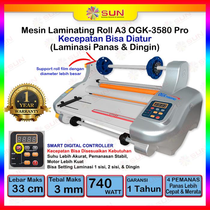 Mesin Laminasi / Laminating Roll A3+ FM3510 / FM 3520 / FM/OGK3580 Hot ( Panas ) dan Cold ( Dingin )