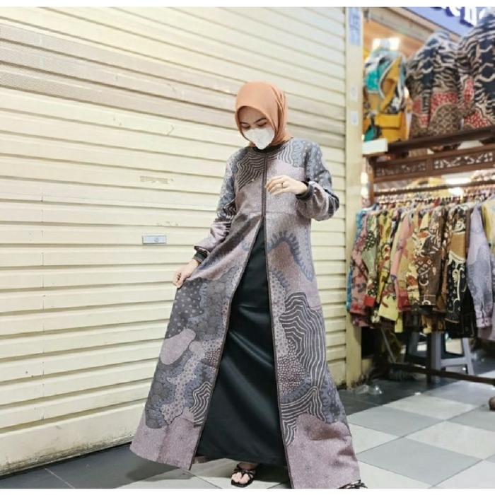 (Langsung Proses) Gamis Batik Couple Bahan Dolby Jahitan Smock Lampung Pasti Diskon Grab/Gosend