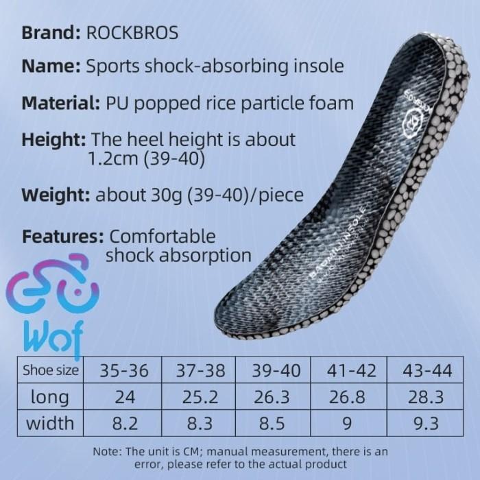 ROCKBROS D20 Shoe Insoles Comfort Boost Cushion Sol Pad Insole Sepatu - S (35-36) terbatas