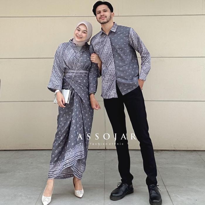 (Langsung Proses) Promo Cuci Gudang 3.3 Assojar - Couple Batik Sekar Set / Baju Setelan Couple Batik