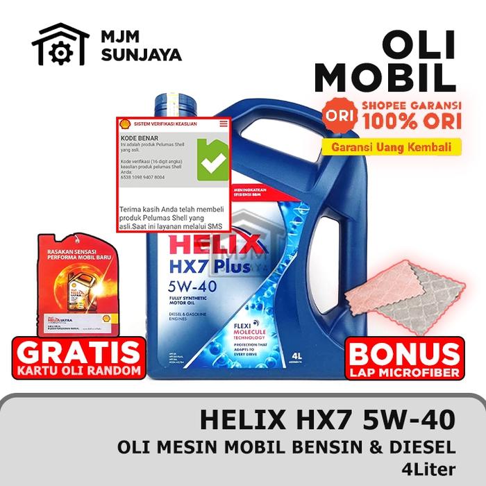 BARCODE Oli Mesin Shell Helix HX7 Plus SAE 5W-40 4 Liter SCAN Bensin Solar Diesel 4Liter 5W40 Full S