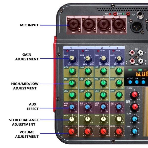 Nsingyue Professional Live Audio Mixer Dj Bluetooth 6 Channel - Mx-I6