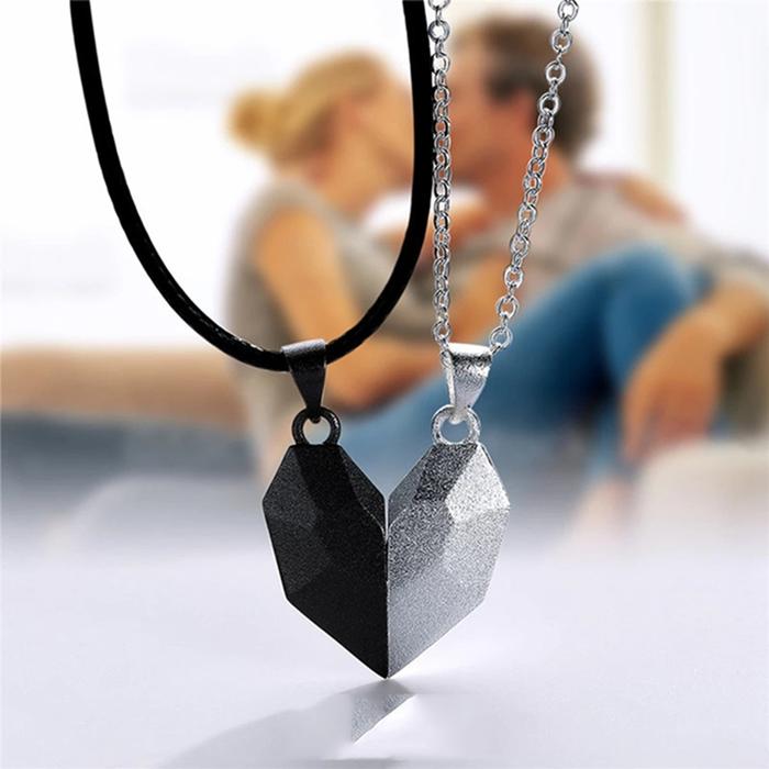 Good Simple Quality Couple Pendant Necklace Electrocardiogram,Magnetic Heart,Pendant Splicing Neckla