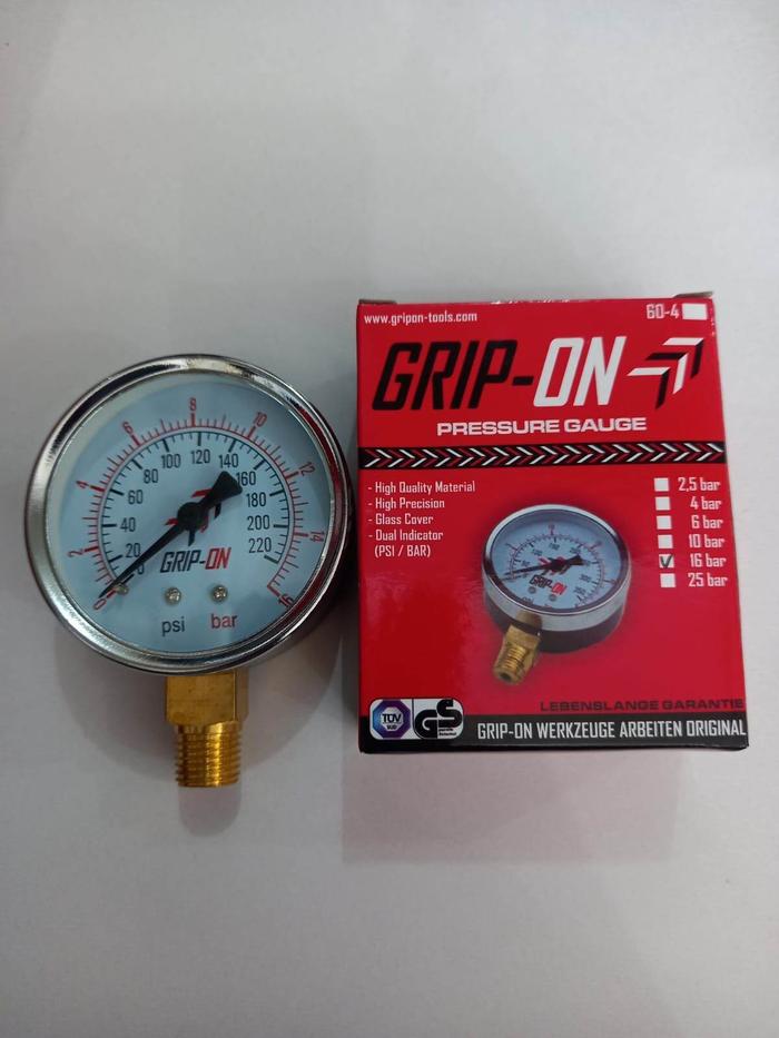 Meteran kompresor GRIP ON 16BAR //Pengukur tekanan angin kompresor  Pressure gauge