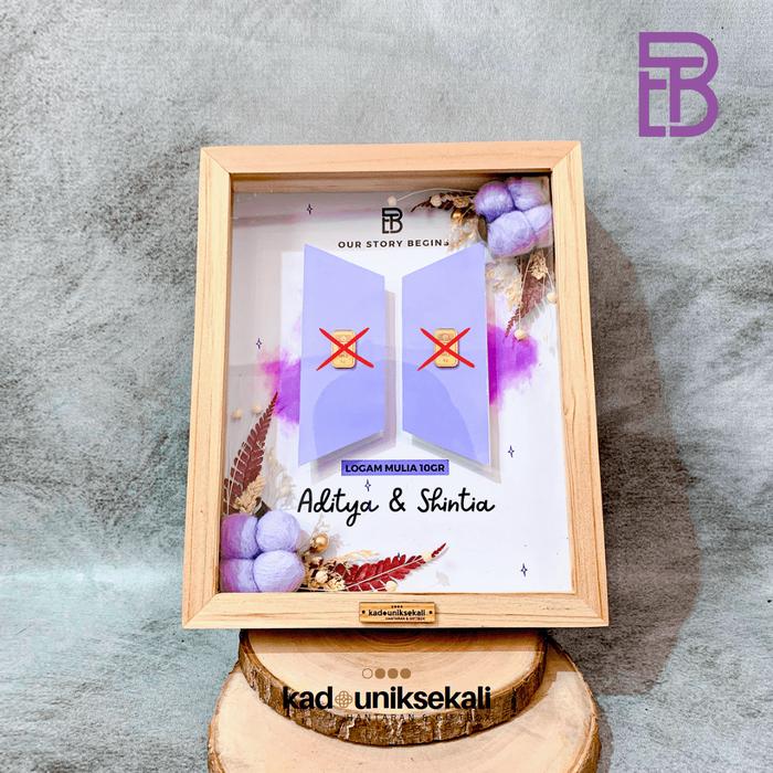 Mahar Pernikahan BTS Series 10R | Mahar Dried Flowers Bingkai Kayu 3D