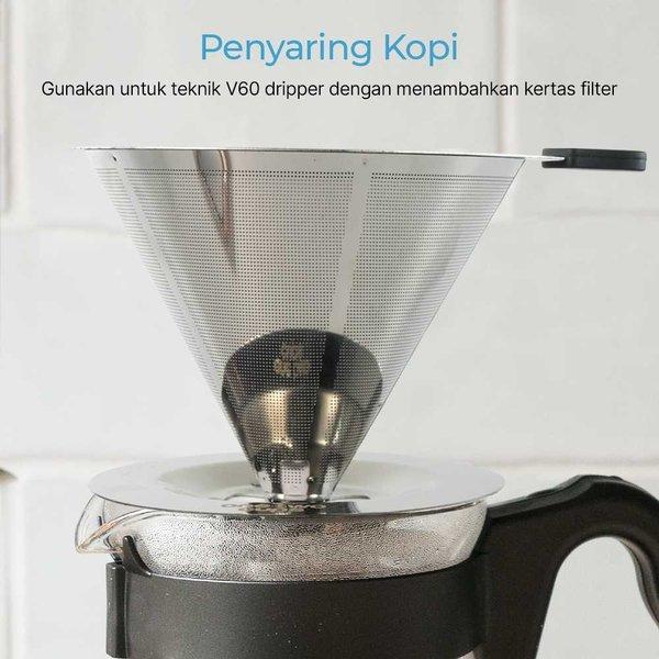 Coffe Dripper Stainless Cone Double Mesh Saringan Kopi Alat Penyaring Kopi Filter Kopi Saring