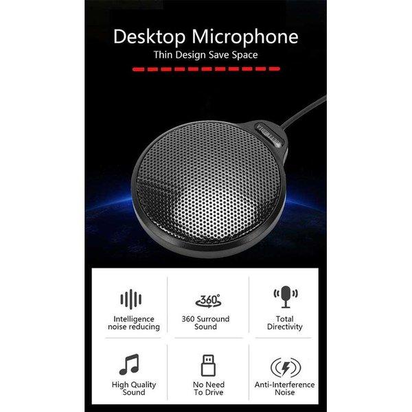 Recordio 360 Degree Microphone Table Conference Zoom Meeting Studio - Zy-105C Mic Portable Mini Micr