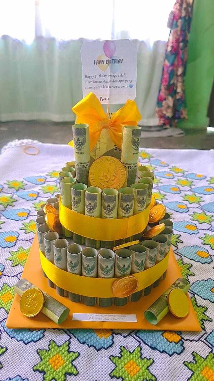 money cake buket, buket kue uang